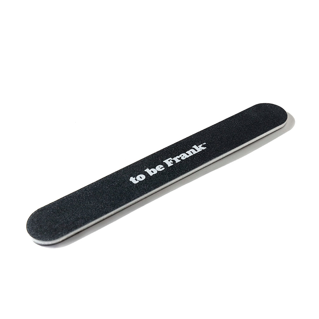 Black nail file emory board with white printed logo, large size for men and women