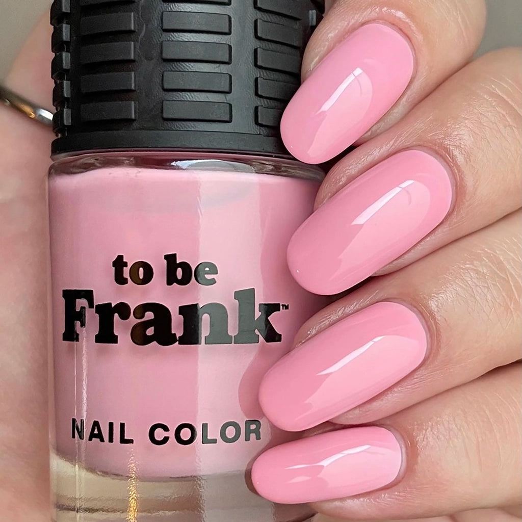 To Be Frank light pink nail polish named Gum painted on hand
